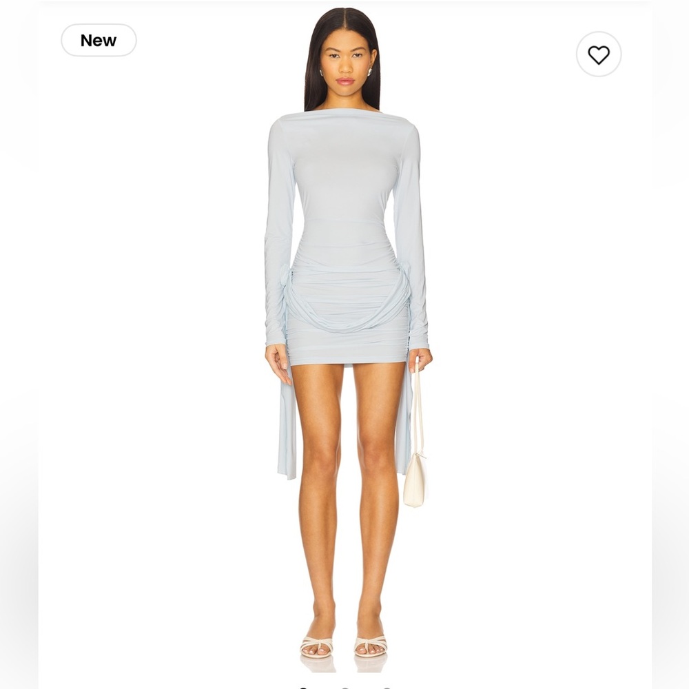 Elegant Light Blue Long Sleeve Dress